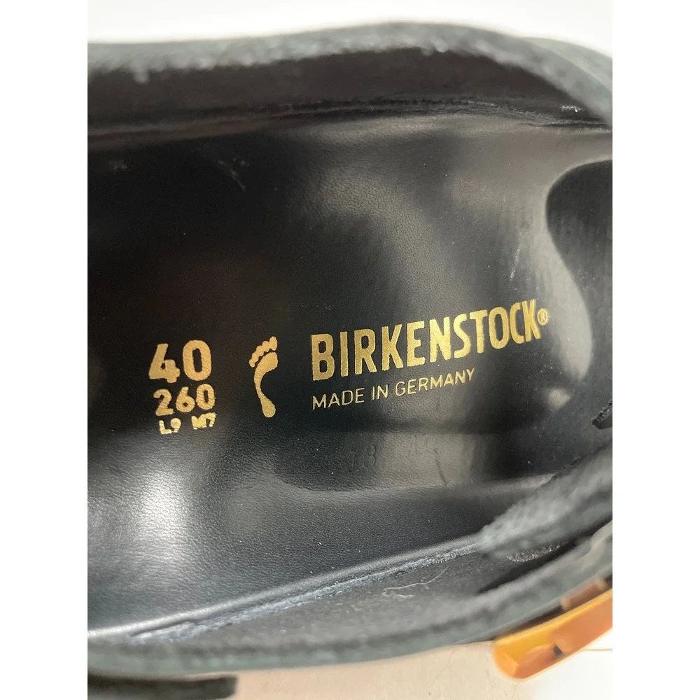 Birkenstock Cannes Leather Black Gold Buckle Sandals Men's Size 7 (40)